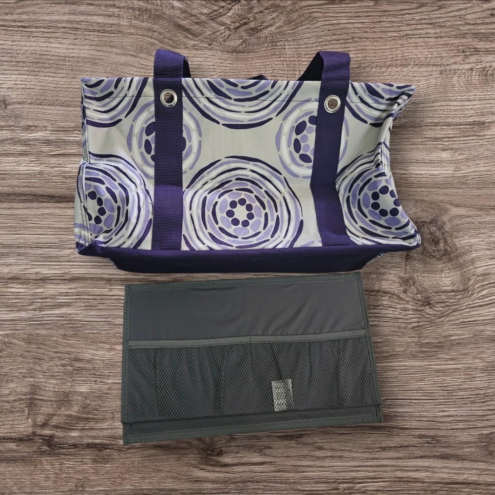 Thirty One Med. Utility Tote AA78 Geo Pop, With Stand Tall Gray Insert 798A, NEW